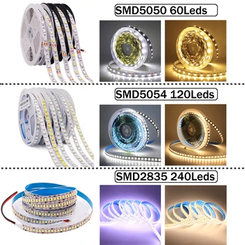 5 M RGB LED şerit ışık DC12V 2835 5050 5054 SMD esnek LED bant 60/120/240 LEDs şerit su geçirmez halat ışık 3000 K 4000 K 6000 K
