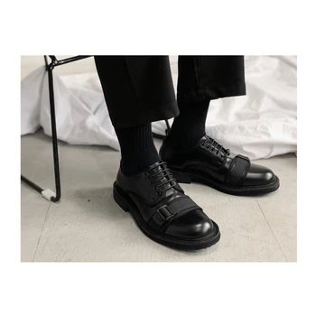 Özel Tasarım Genç Erkekler Trendy Oxfords Dantel-up Yuvarlak Ayak Pu Deri Ayakkabı ABD BOYUTU Serin Adam Rahat Günlük Ayakkabı