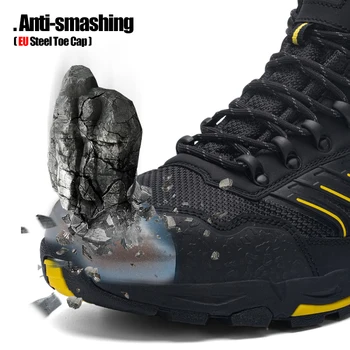 LARNMERM Erkek güvenlik ayakkabıları iş ayakkabısı Çelik Ayak Rahat Hafif Nefes Anti-smashing kaymaz İnşaat Ayakkabı