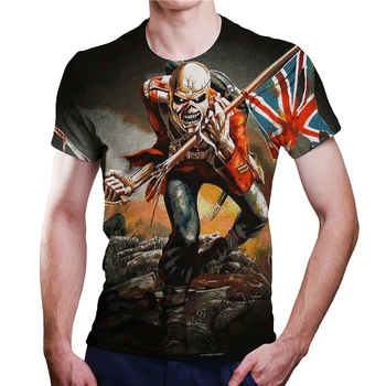 Yaz Yeni 3D Korku Serisi Erkek Tişört Moda Baskı Kafatası Kaya Desen T Shirt Erkek Kısa Kollu Büyük Boy T-Shirt