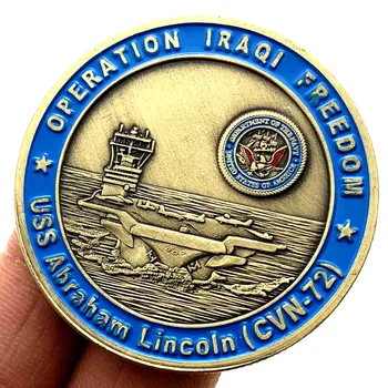 ABD Ahraham Lincoln (CVN-72) Uçak Gemisi Hatıra Parası Bronz Kaplama Mücadelesi Coin Saint George Desen hatıra Parası