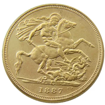 İNGILTERE 1887 Kraliçe Victoria Büyük Britanya 1 Egemen Altın Kaplama Kopya Para