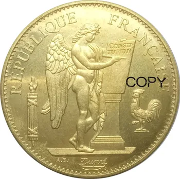 Fransa Altın 1894 Bir Paris 100 Frank Şanslı Melek Pirinç Metal Kopya Paralar