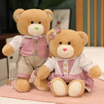 Güzel Çift Oyuncak Ayı Tavşan Giysileri İle peluş oyuncaklar Bebekler Dolması Anime Oyuncak Çocuk Bebek Çocuk Kız Doğum Günü noel hediyesi