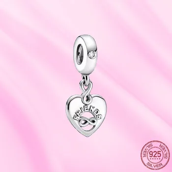 2021 Yeni 925 Ayar Gümüş Zamansız Arkadaş Aşk Charm kolye Fit Orijinal Pandora Bilezikler Kadınlar DIY Doğum Günü Takı hediye