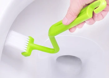 1 ADET Taşınabilir Tuvalet Fırçası Scrubber V-tipi Temizleyici Temiz Fırça Bent Kase Kolu Rastgele Renk TAMAM 0158