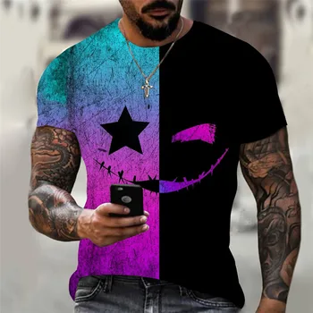 2021 komik yüz grafikli tişört erkek tişört erkek üst ropa hombre yaz streetwear erkek hip-hop moda yaz giysileri