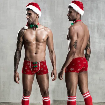JSY Seksi Cosplay iç çamaşırı seti Noel Kırmızı Erkek İç Çamaşırı Erotik Catsuit Bodysuit İç Çamaşırı Kostümleri Seksi Clubwear Kıyafetler