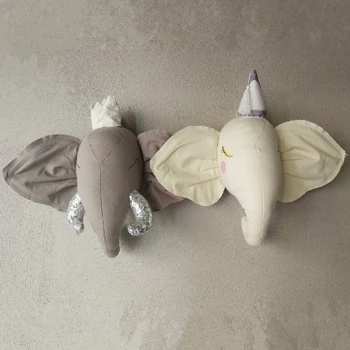 Sevimli Unicorn Geyik Fil peluş oyuncak Dolması Bebekler Hayvan Kafası Duvar Montaj için Çocuk Kız Odası Dekor Bebek Kreş Odası Dekorasyon