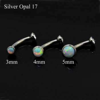 1 pc Opal ve CZ Gem Kaş Halter Yüzük Kulak Tragus Kıkırdak Küpe Damızlık Vücut Piercing Takı ile Dahili Konu 16g