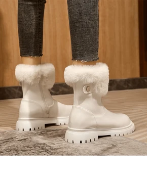Tıknaz Platformu Sıcak Peluş Kış Çizmeler Kadın Gizli Topuklu Su Geçirmez Kar Botları Kadın Kristal Kürk yarım çizmeler Ayakkabı 2021