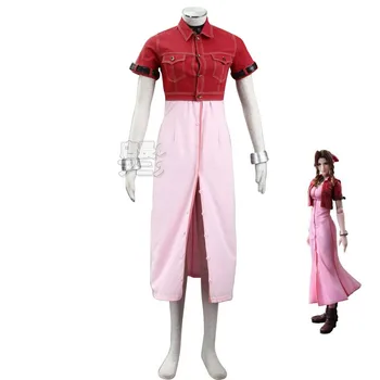 Final Fantasy VII 7 Cosplay Kostümleri Aerith Aeris Gainsborough Cosplay Kostüm Pembe Elbise Cadılar Bayramı Kostümleri Kadınlar için