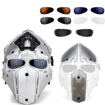 Paintball Tam Yüz Kask Değiştirilebilir Gözlük Maskesi Taktik Kask Airsoft Paintball Avcılık Çekim Açık Spor