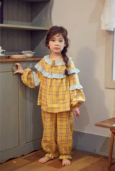 Sevimli Çocuk Kız Erkek Pamuklu uzun Kollu Ekose Pijama Setleri.Tatlı yürümeye başlayan çocuk pijama Set uyku Loungewear.Çocuk Giyim