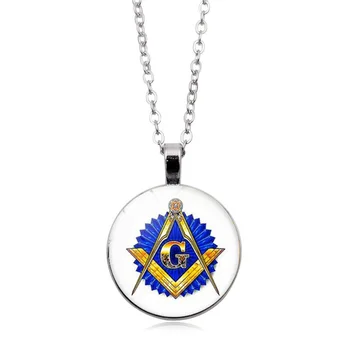 Masonik burcu kolye Masonik sembol kolye Masonik takı Moda 27MM Yuvarlak Kolye Bildirimi Gerdanlık Kolye Erkek Kadın