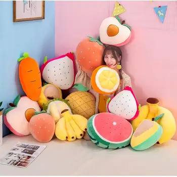 Simüle meyve Peluş Bebek çocuk bebek yaratıcı 3D çilek yastık karpuz yastık muz ananas turuncu turp bebek