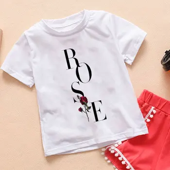 Harajuku Erkek Giysileri Tasarım Moda Bebek Kız Tshirt Yaz Beyaz Bebek T Shirt Yuvarlak Boyun Çiçek Baskı Rahat T Shirt Fille