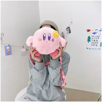 Karikatür Kirby peluş oyuncaklar Kızlar için Tatlı Pembe Kirby Plushie doldurulmuş oyuncaklar Çocuk Peluş Kadın askılı çanta Doğum Günü Hediyeleri Oyuncak