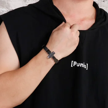 10mm Paslanmaz Çelik Çapraz Watchband Bilezik Erkekler Moda Din Takı