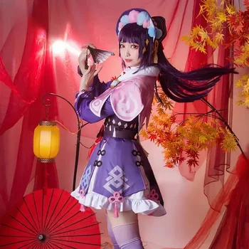Oyun Genshin Etkisi YunJin Cosplay Kostüm Peruk Anime Çin Opera Kıyafet Yun Jin Lolita Elbise Kadın Parti Rol Oynamak Giyim