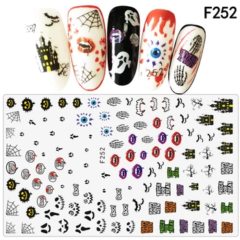 Cadılar bayramı Nails Art Sticker Geri Tutkal Çıkartmaları Dekor için Nails İpuçları Güzellik Trasnfer Kaydırıcılar sevgililer Günü Nail Art Dekorasyon