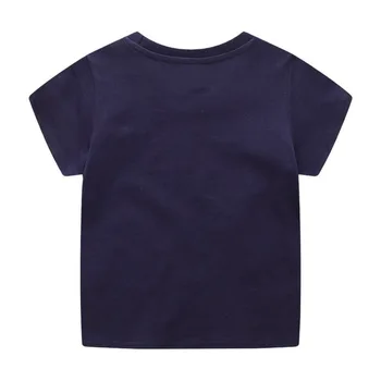 Atlama Metre Için Yeni Varış Erkek T Shirt Yaz Pamuk Karikatür Uçak Nakış Yürüyor Çocuk Tees Bebek Giysileri Üstleri