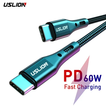 USLION PD 60 W USB C USB Tipi C macbook için kablo Pro Hızlı Şarj 3.0 Hızlı şarj kablosu Tipi C Kablosu İçin Xiaomi Samsung S21