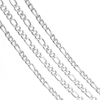 DIY kolye Kadınlar için Satmak metre Paslanmaz Çelik Figaro Uzun Zincir gümüş Altın renk curb Link Zinciri Kolye Yüksek Kalite