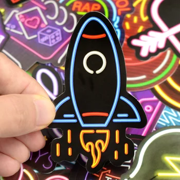 50 ADET Neon Çıkartmalar Hediye Oyuncaklar Çocuklar için Anime Sevimli Sticker Dizüstü Kaykay Telefon Gitar Bavul Buzdolabı Bisiklet Araba Çıkartmaları