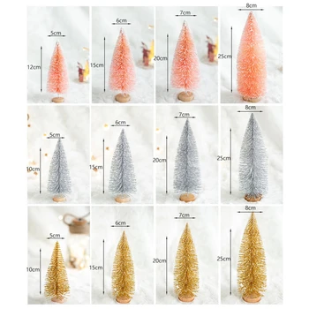 Küçük Akın Yapay Noel Ağacı Kar küresi Dekor Sevimli Mini Buzlu şişe fırçası Ağaçları Güzel Tatil Parçası