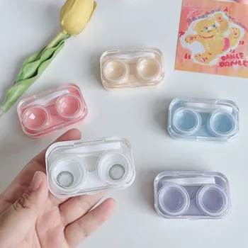 2021 Şeffaf Macaron Renk Kontakt Lens Çantası Kadın Seyahat Taşınabilir Mini Lensler Kutusu Göz Lens Sızdırmaz Konteyner Ekran Kutusu