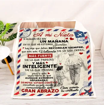 Flanel Battaniye Hava Posta 3D Baskı Kanepe Sıcak Tutmak Çocuk Battaniye Ev Tekstili İspanyolca ve Fransızca Mektup Baskı Yorgan