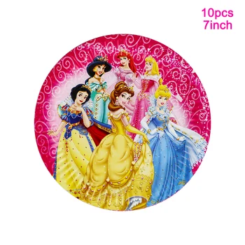 106 Adet / takım Disney Altı Prenses Tema Tek Kullanımlık Sofra Tasarım Çocuklar Doğum Günü Partisi Kağıt Malzemeleri