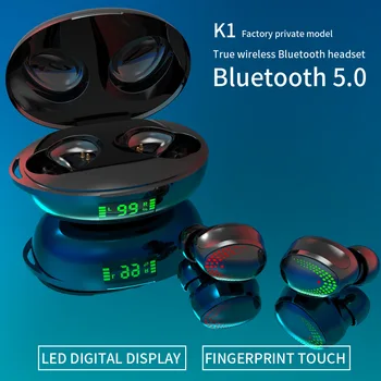 TWS Bluetooth 5.0 Kulaklık kablosuz Bluetooth Kulaklık HiFi Stereo Spor Kulaklıklar Handsfree w / Mikrofon Bluetooth Kulaklıklar
