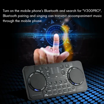V300 PRO Ses Kartı 10 Ses Efektleri Bluetooth Gürültü Azaltma Ses mikserler Kulaklık Telefon PC için mic Ses Kontrolü