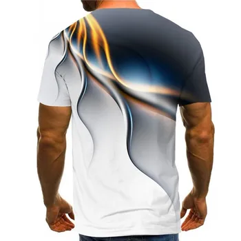 Yaz yeni moda erkek 3D baskı kişilik rahat ince kısa kollu T-shirt