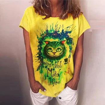 Kadın Artı Boyutu O-Boyun Yaz Rahat Gömlek Kadın Bağbozumu Kısa Kollu Üstleri Bayan Giyim Grafik T Shirt Harajuku Elbise Yeni