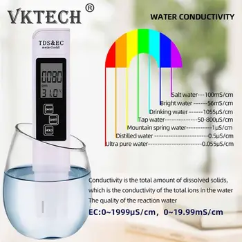 3 in 1 TDS AK Metre Sıcaklık Dijital LCD Test Kalem Su Saflık Filtresi 4 Farklı Modları Su Sayacı Test Kalem Seviyesi Test Cihazı
