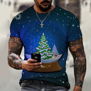 Yeni Yıl Hediye T-shirt 3D Renkli Baskı Noel T-shirt erkek Cosplay Noel Baba Moda Şenlikli Harajuku Streetwear