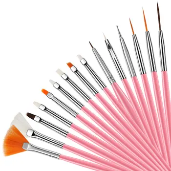 15 Adet UV JEL Akrilik Nail Art İpucu Tasarım Süsleyen Boyama Kalem Lehçe Fırça Araçları Manikür Seti