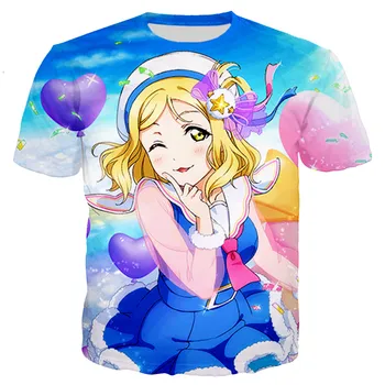 Aşk Canlı Seksi Anime Plaj Kız Erkek / kadın Moda Aşk Canlı 3D baskılı T-shirt Casual Gömlek