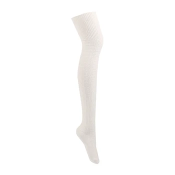 1 Çift Yeni Sonbahar Kış Düz Renk Çizgili Uzun Stocking Kadınlar Sıcak Pamuk Diz Üzerinde Çorap Seksi Uyluk Yüksek Çorap