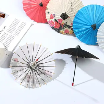 1 ADET 17 CM Kağıt Antik Şemsiye Doğum Günü Kız Minyatür Mini Şemsiye Mikro Süs DIY Ev El Sanatları Dollhouse Aksesuarları