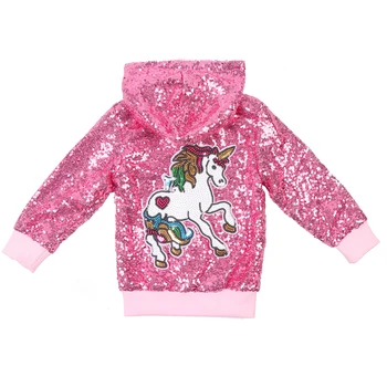 Yürümeye Başlayan Kızlar için Hoodie Pullu Ceket Ceket Bebek fermuarlı ceket Pembe Bebek Sparkle Ceket Noel Bez Doğum Günü Cadılar Bayramı Hediye