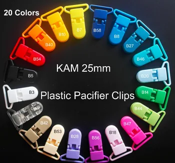 100 adet / grup Sıcak D şekli SUTOYUEN Plastik emzik klipsi Askı için 25mm Şerit Plastik Emzik Kukla Zincir Tutucu 20 Renkler