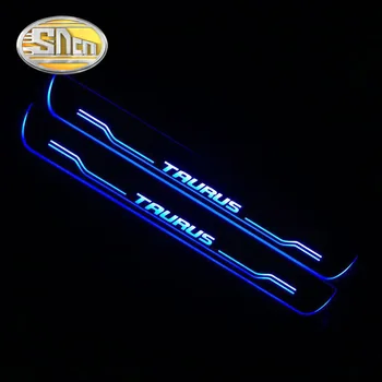 4 adet Ford Taurus 2009-Için 2016 2017 2018 Akrilik Hareketli LED Karşılama pedalı sürtme plakası Pedalı Kapı Eşiği Yolu ışık