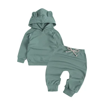 Toddler Bebek Kız Giysileri Set Yenidoğan Erkek Kıyafet Pamuk Kazak Kedi Kulak Hoodie Üst + Harem Pantolon 2 ADET Spor Suit Bahar Güz