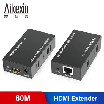 196ft HDMI Extender Aikexin 60 m Ekstansör HDMI Extender fazla Lan Kablosu cat5e / 6 destek 3D 1080 p ile Verici + Alıcı