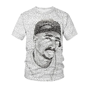 Yaz Moda Kaya 2pac Gömlek 3D Baskı Tupac Amaru Shakur Hip Hop Streetwear Yuvarlak Boyun Boy Tişörtleri Unisex Erkek Tees Tops