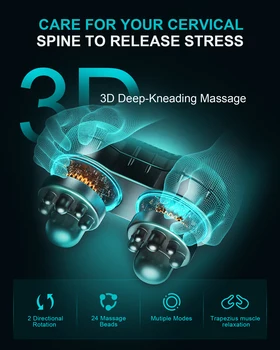 NICARE elektrikli boyun masaj ısıtma terapi 3D derin yoğurma kas gevşeme ağrı kesici servikal masaj yastığı ile ses
